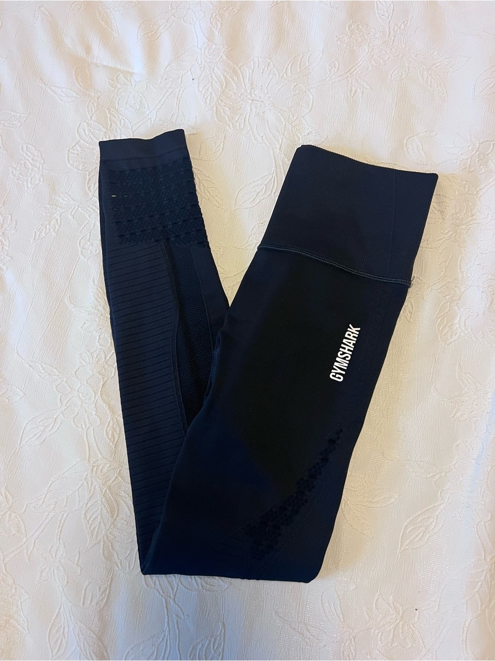 Gymshark Black Seamless High-Waist Leggings with White Logo